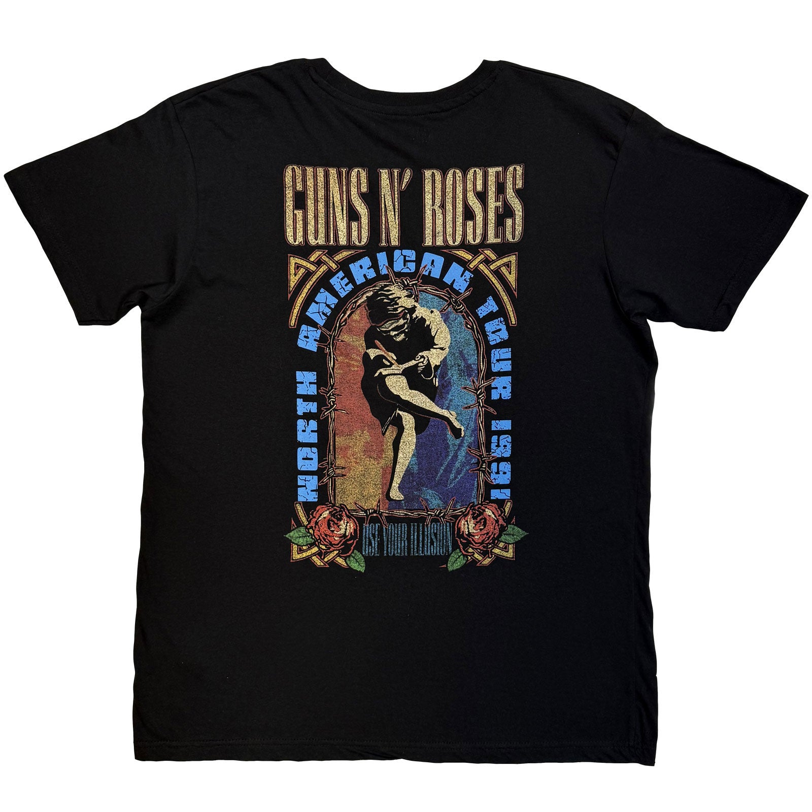 Guns N' Roses Unisex T-Shirt: North American Tour Skull (Black) (Back Print)
