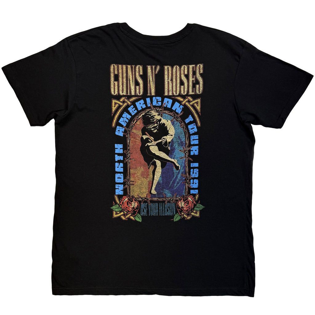 Guns N' Roses Unisex T-Shirt: North American Tour Skull (Black) (Back Print)