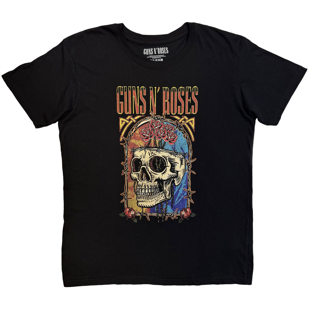 Guns N' Roses Unisex T-Shirt: North American Tour Skull (Black) (Back Print)