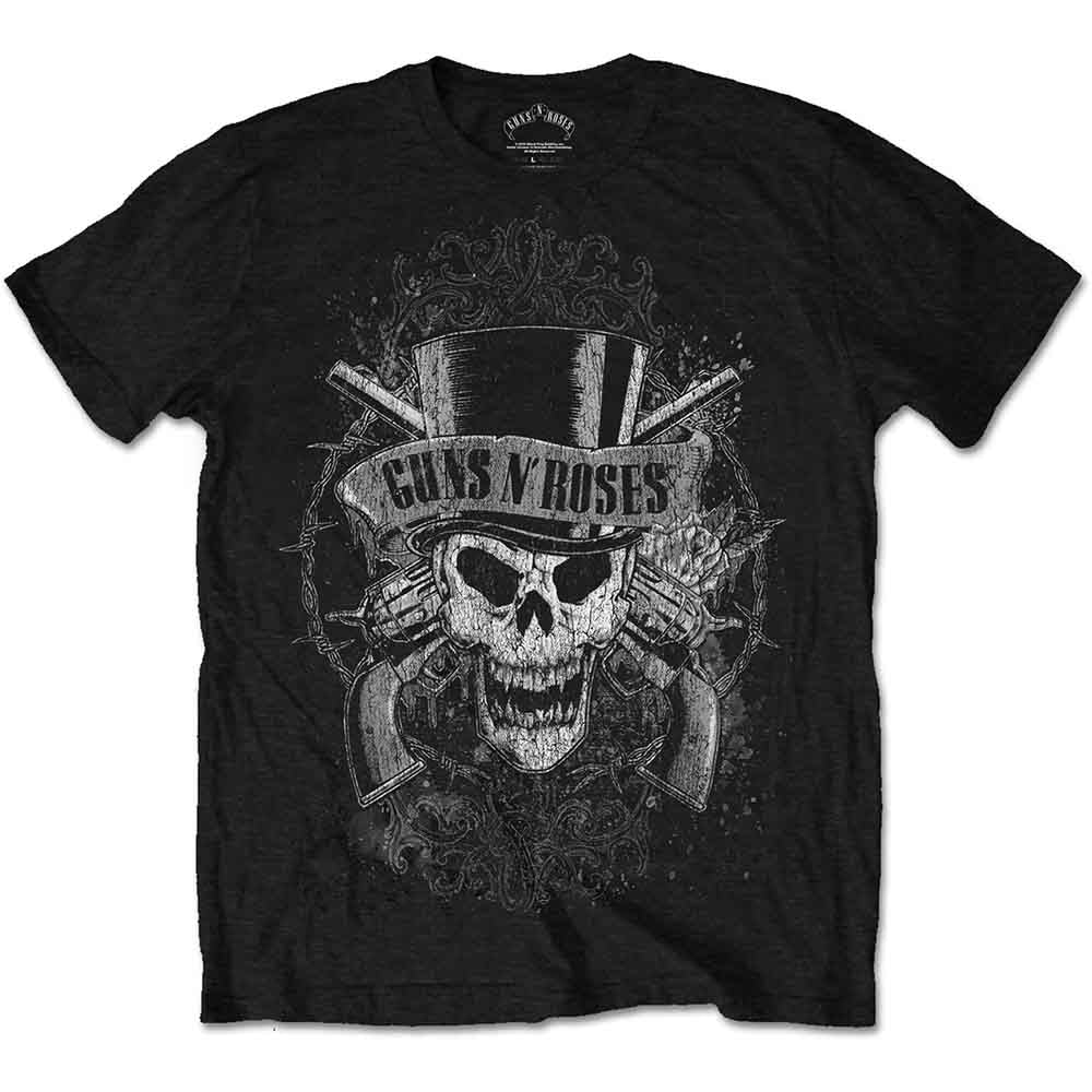 Guns N' Roses Unisex T-Shirt: Faded Skull (Black)