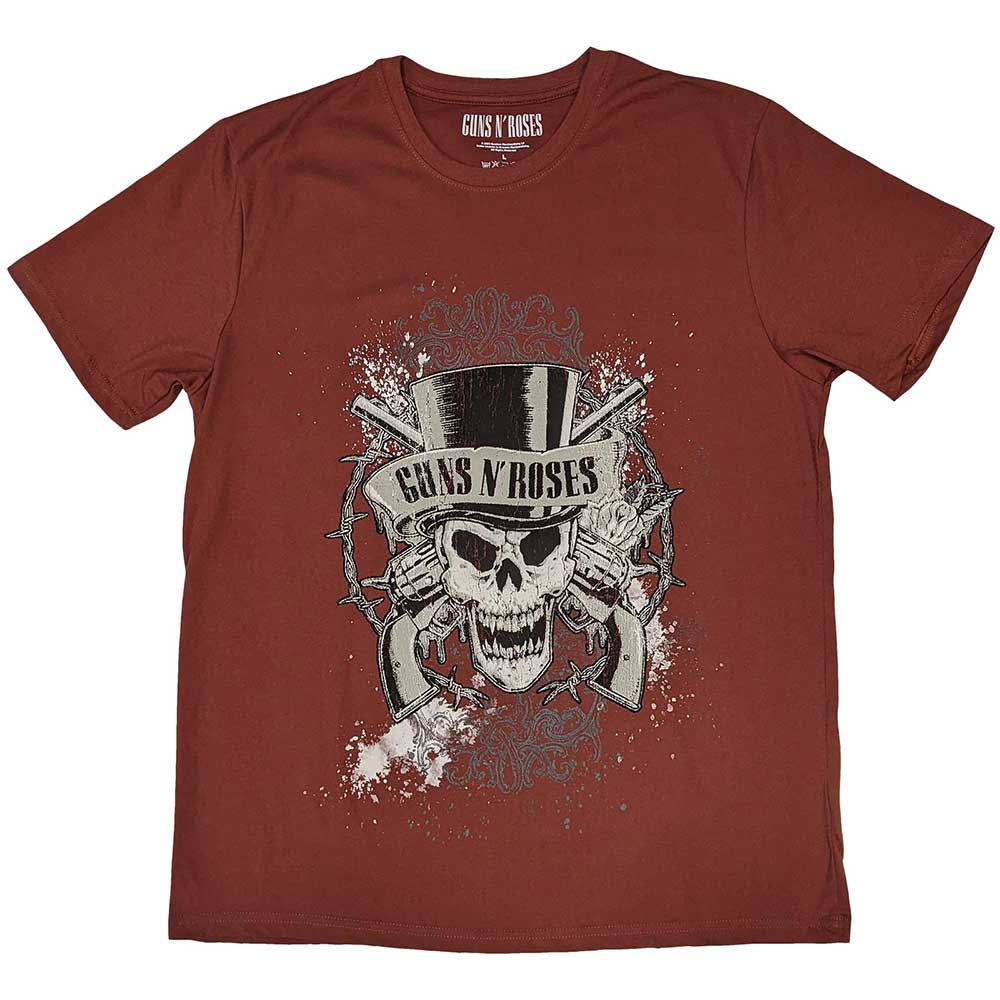 Guns N' Roses Unisex T-Shirt: Faded Skull (Red)