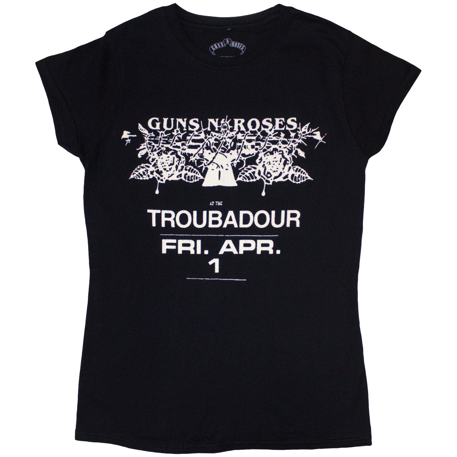 Guns N' Roses Ladies T-Shirt: Troubadour Flyer (Black)