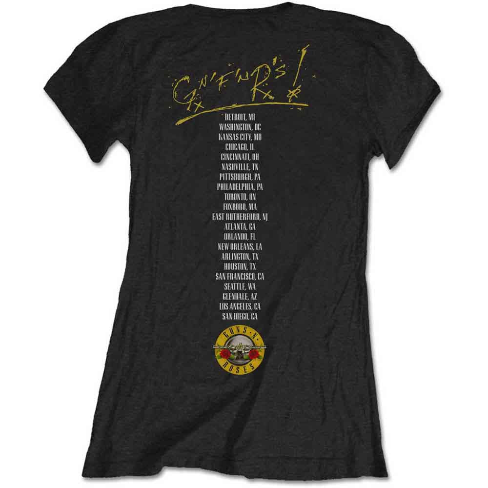 Guns N' Roses Ladies T-Shirt: Not In This Lifetime Tour (Black) (Back Print)