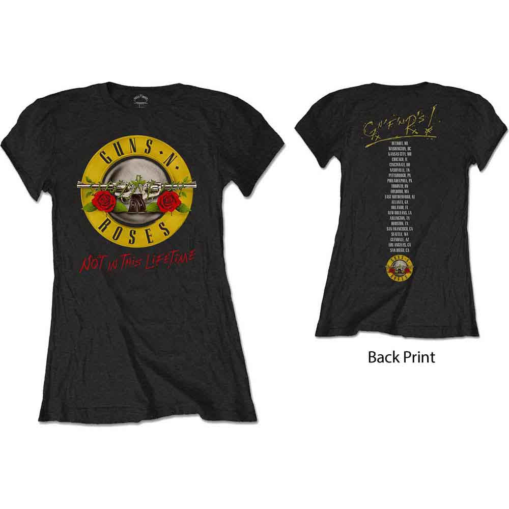 Guns N' Roses Ladies T-Shirt: Not In This Lifetime Tour (Black) (Back Print)