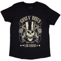 Guns N' Roses Ladies T-Shirt: Top Hat, Skull & Pistols Las Vegas (Black)