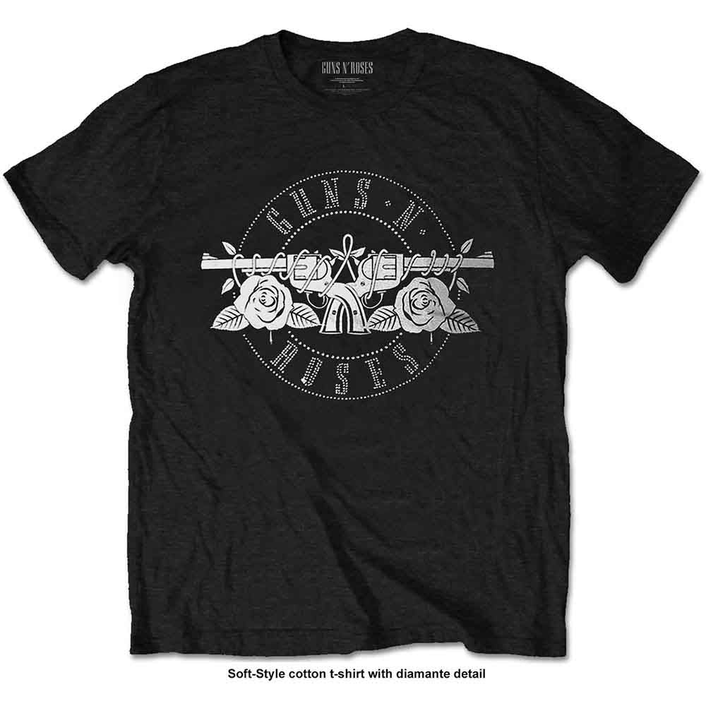 Guns N' Roses Unisex T-Shirt: Circle Logo (Black) (Embellished)