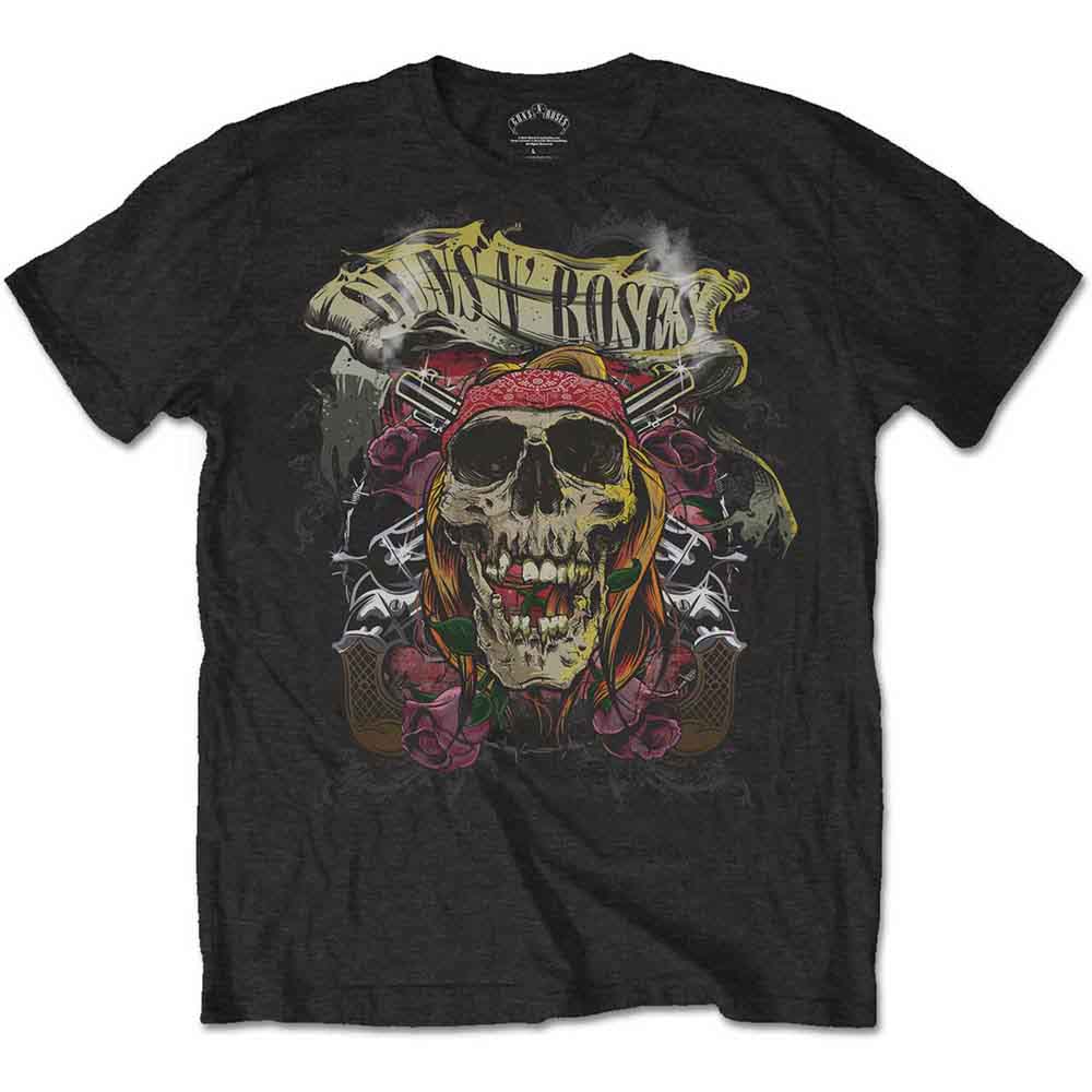 Guns N' Roses Unisex T-Shirt: Trashy Skull (Black) (Back Print)