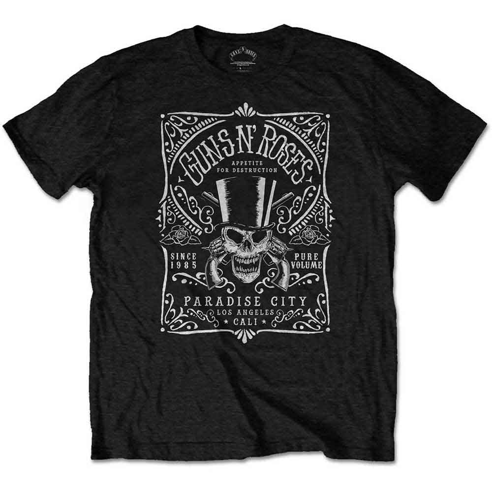Guns N' Roses Unisex T-Shirt: Bourbon Label (Black)
