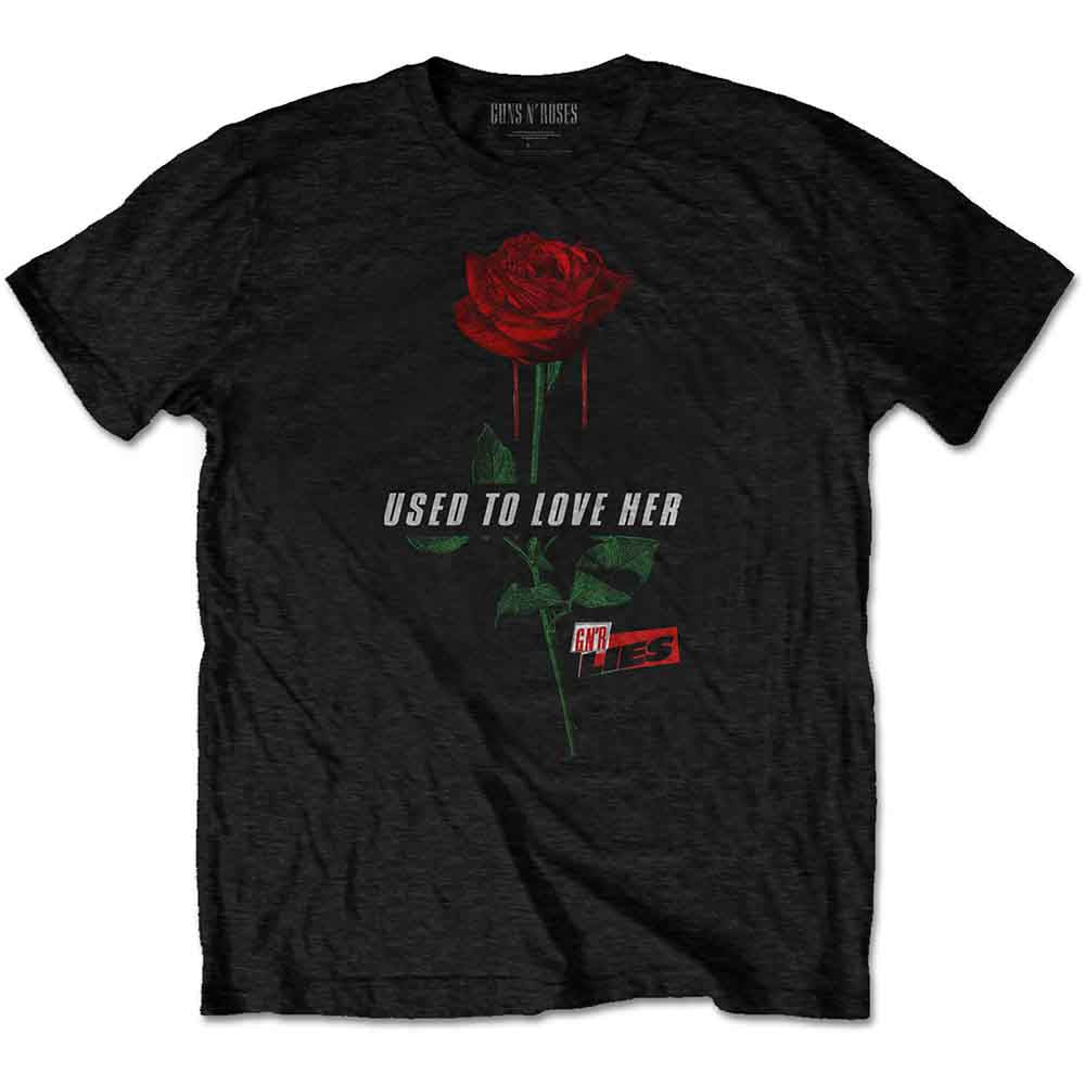Guns N' Roses Unisex T-Shirt: Used to Love Her Rose (Black)