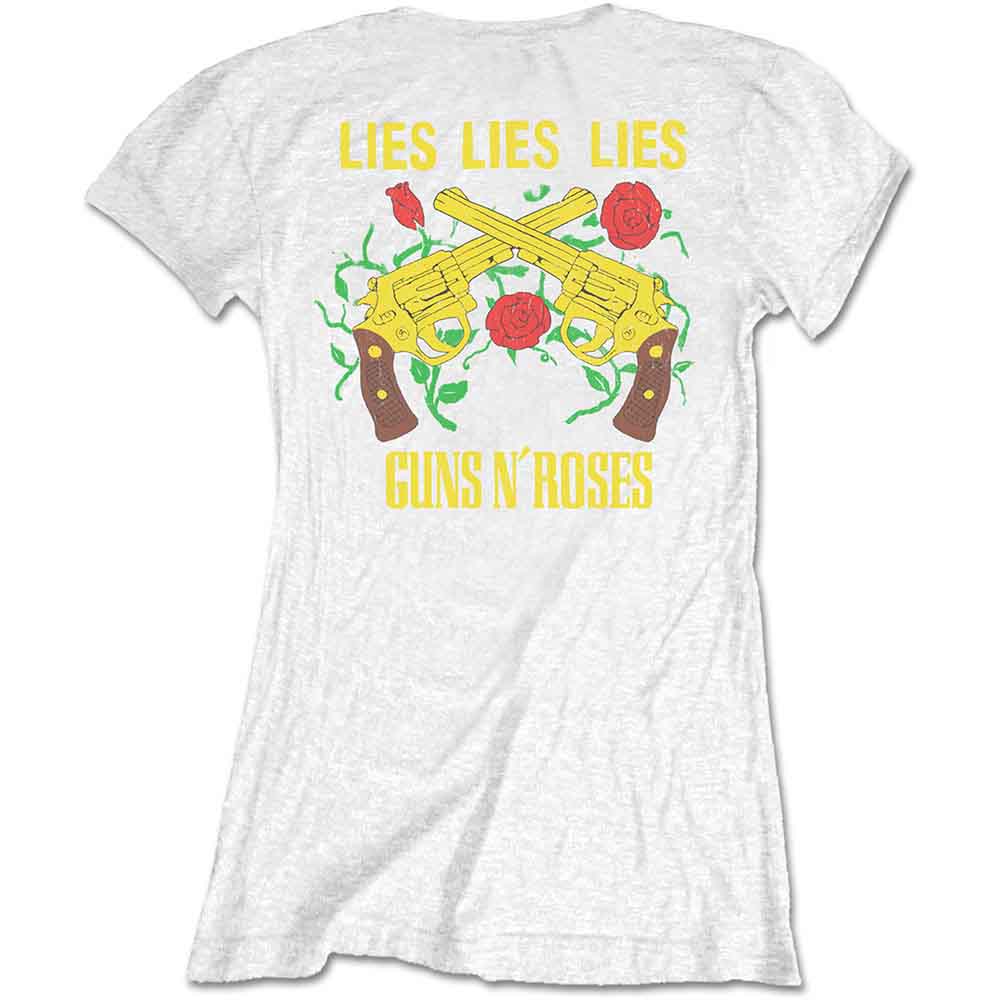 Guns N' Roses Ladies T-Shirt: Lies, Lies, Lies (White) (Back Print)