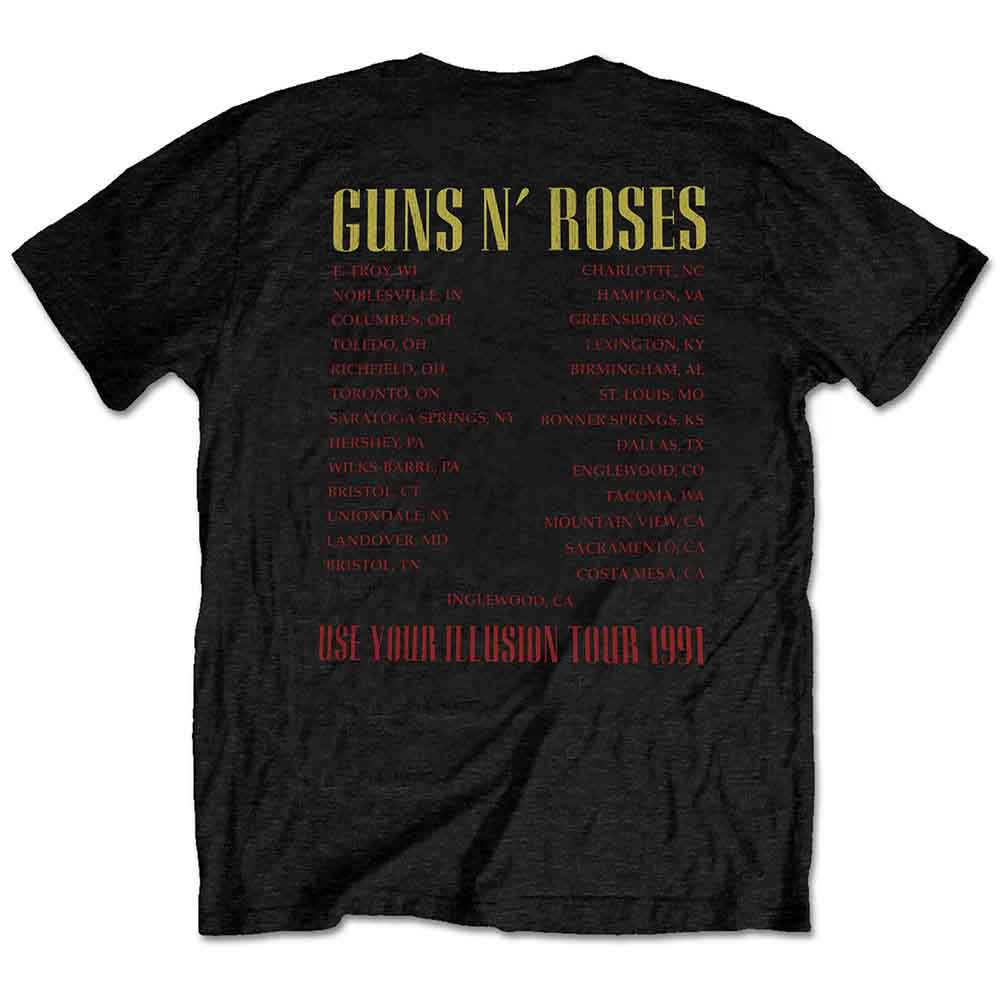 Guns N' Roses Unisex T-Shirt: Skull Circle (Black) (Back Print)