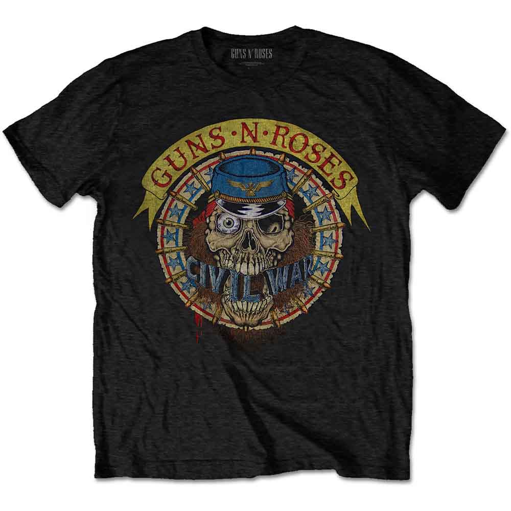 Guns N' Roses Unisex T-Shirt: Skull Circle (Black) (Back Print)