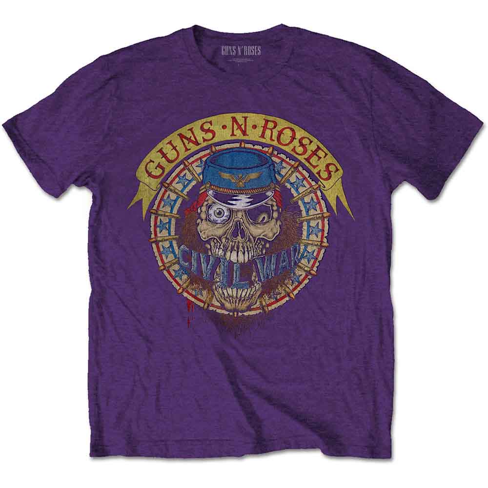 Guns N' Roses Unisex T-Shirt: Skull Circle (Purple) (Back Print)