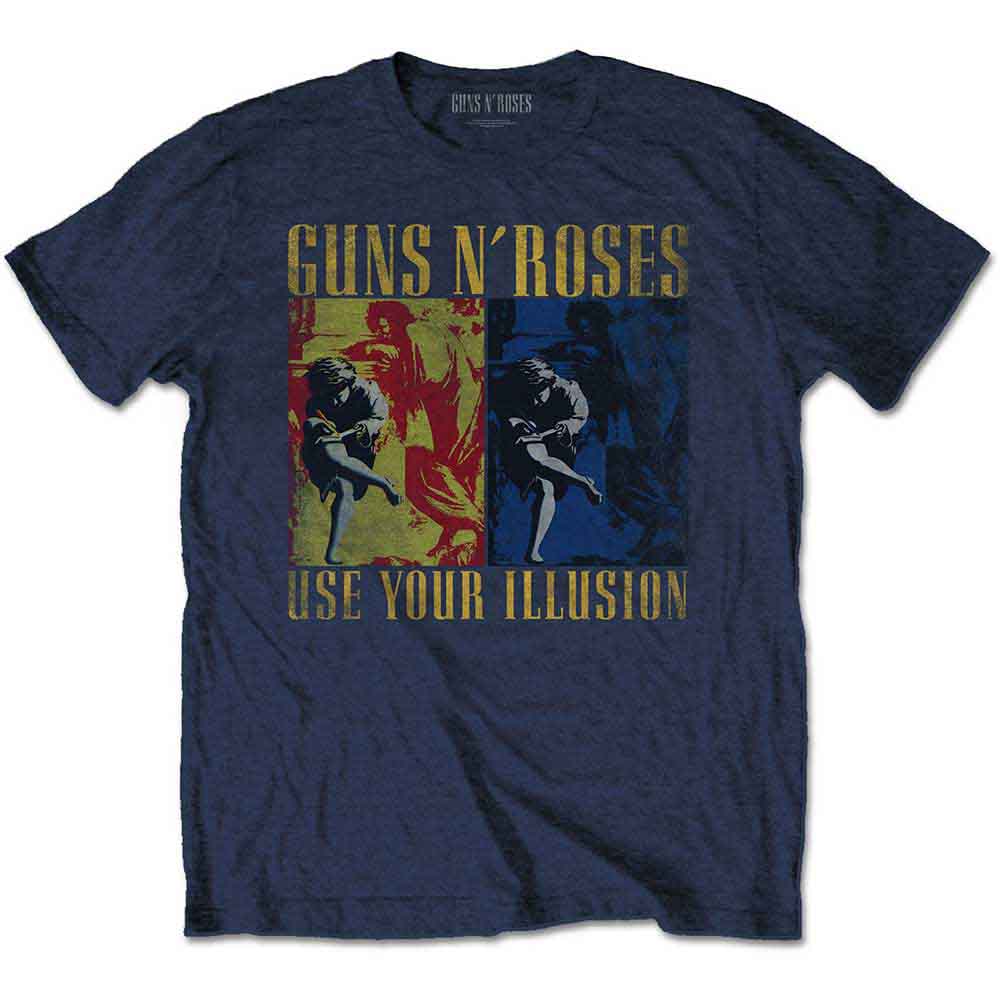 Guns N' Roses Unisex T-Shirt: Use Your Illusion Navy (Navy Blue)