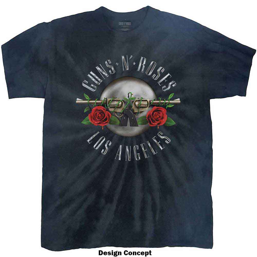 Guns N' Roses Unisex T-Shirt: Los Angeles (Dip-Dye On Black) (Wash Collection)
