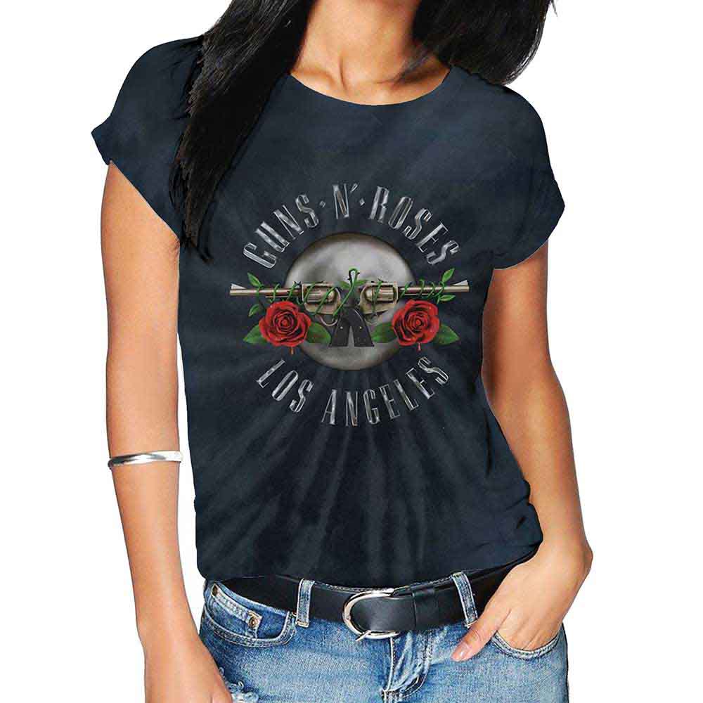 Guns N' Roses Unisex T-Shirt: Los Angeles (Dip-Dye On Black) (Wash Collection)