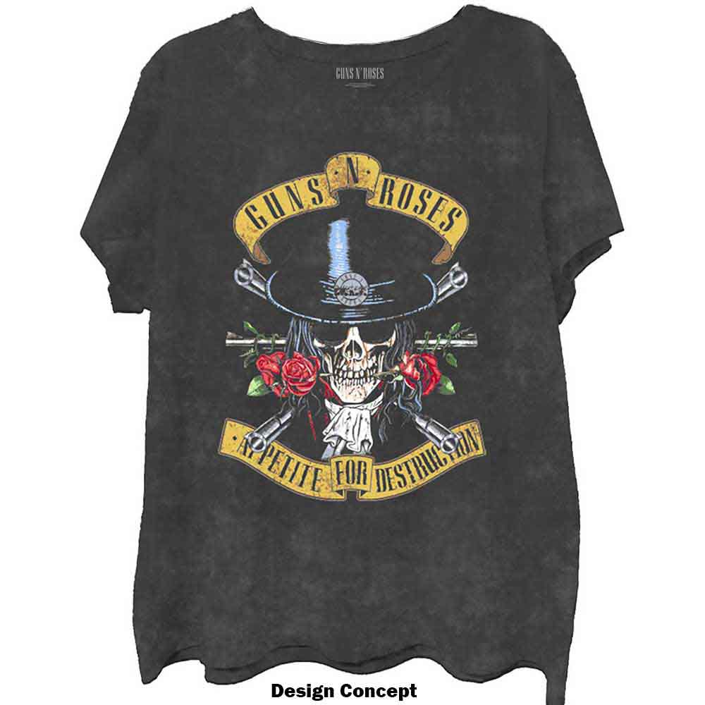 Guns N' Roses Unisex T-Shirt: Appetite Washed (Dip-Dye On Black) (Wash Collection)