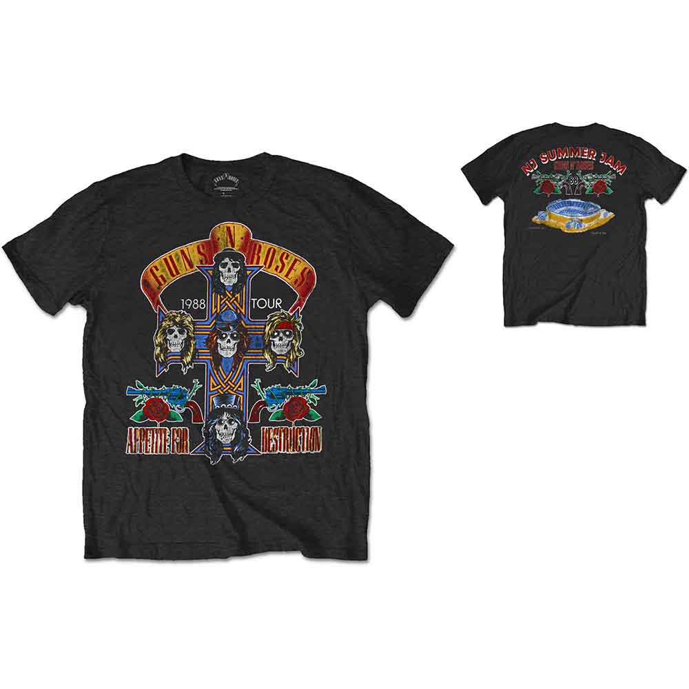 Guns N' Roses Unisex T-Shirt: NJ Summer Jam 1988 (Black) (Back Print)