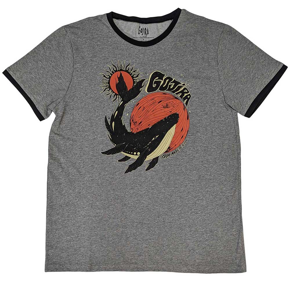Gojira Unisex Ringer T-Shirt: Whale (Grey)