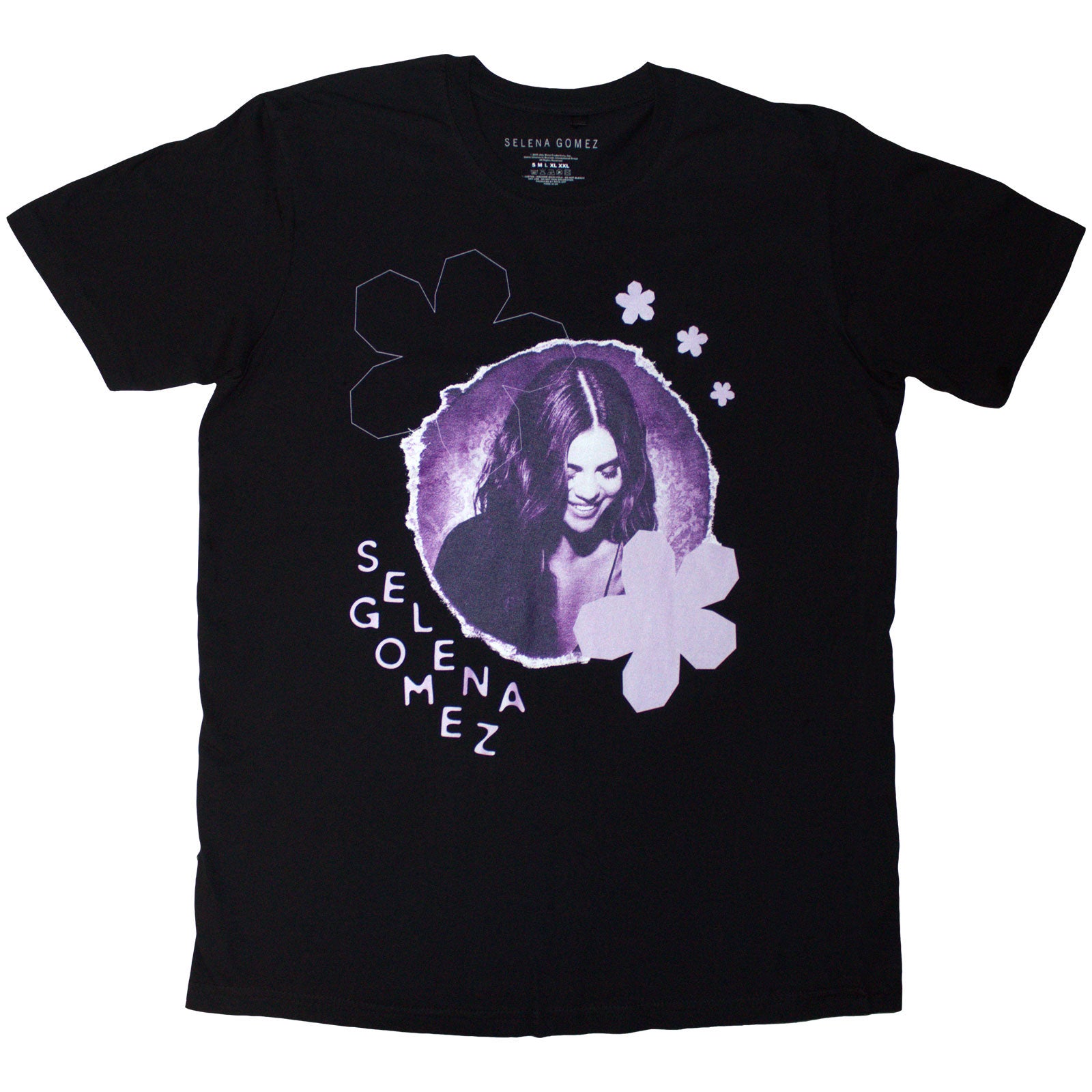 Selena Gomez Unisex T-Shirt: Purple Floral (Black)