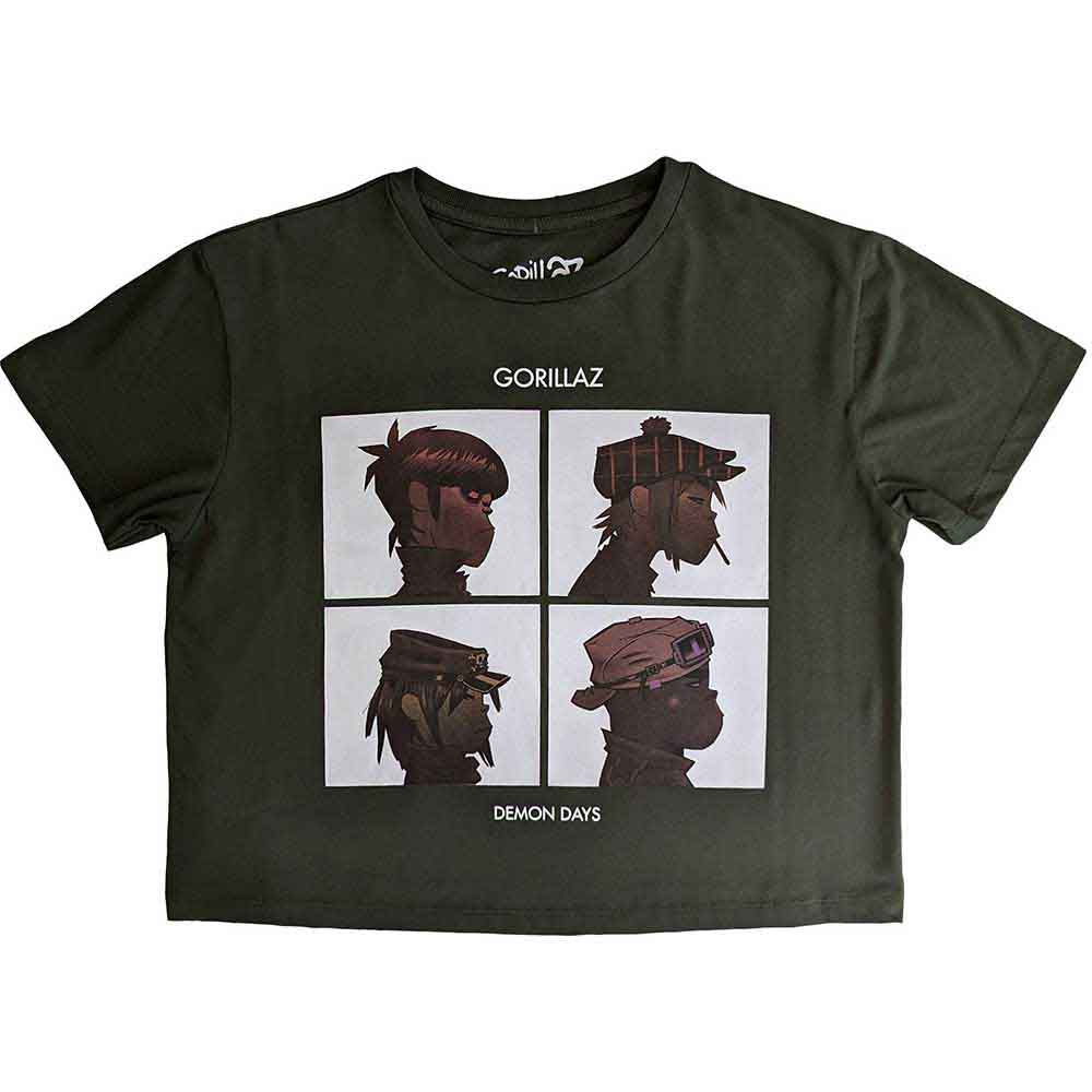Gorillaz Ladies Crop Top: Demon Days (Green)