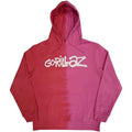 Gorillaz Unisex Pullover Hoodie: Two-Tone Brush Logo (Red) (Wash Collection)