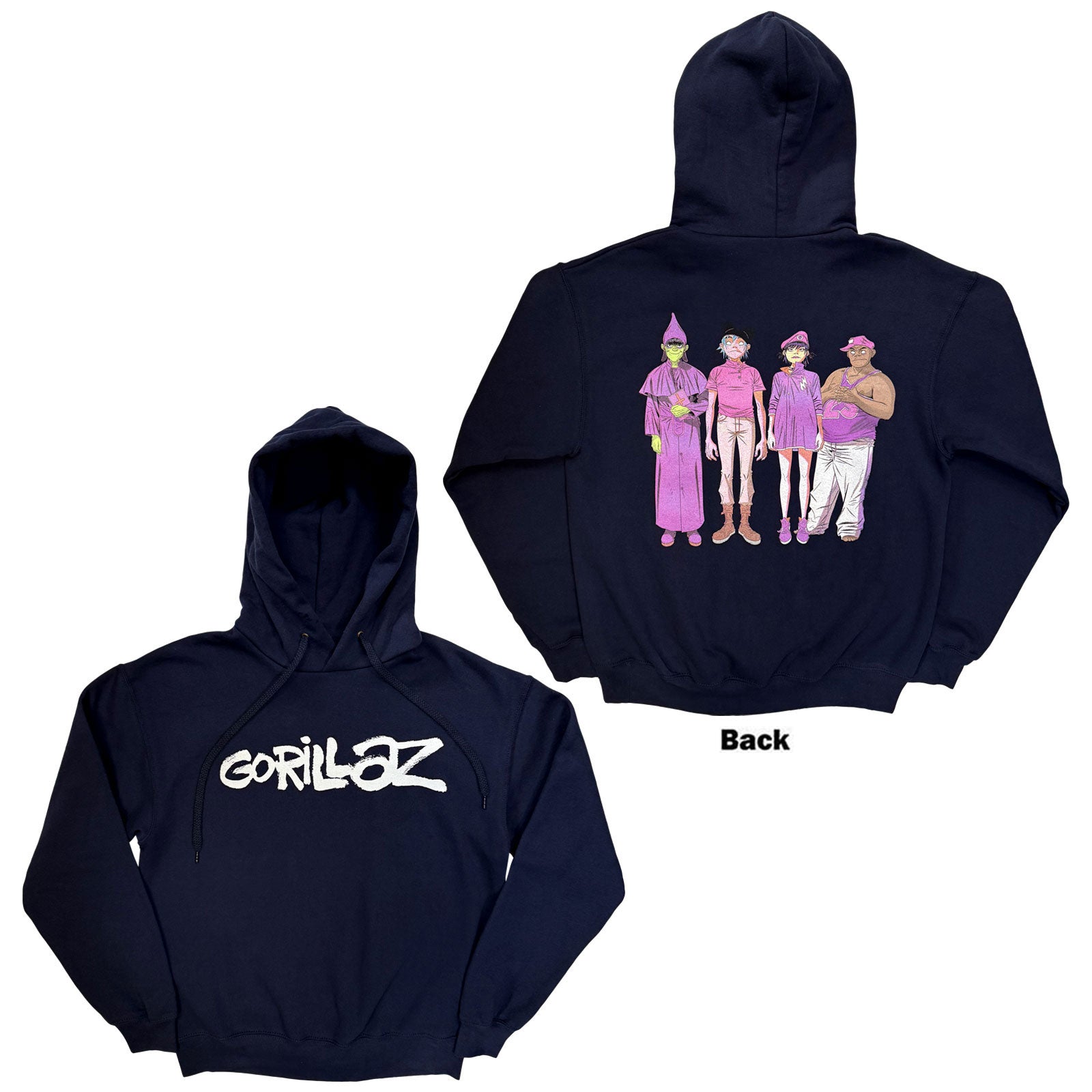 Gorillaz Unisex Pullover Hoodie: Cracker Island (Navy Blue) (Back Print)