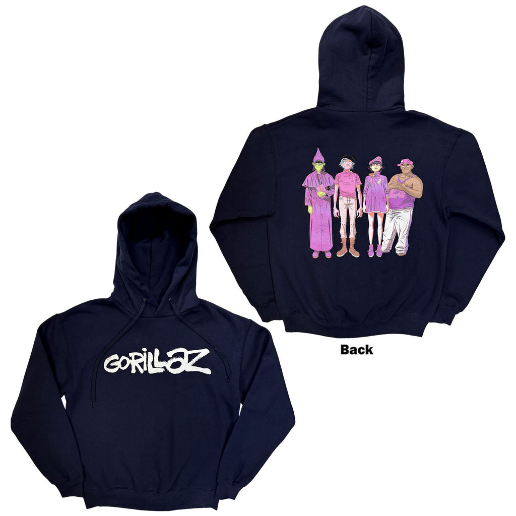 Gorillaz Unisex Pullover Hoodie: Cracker Island (Navy Blue) (Back Print)