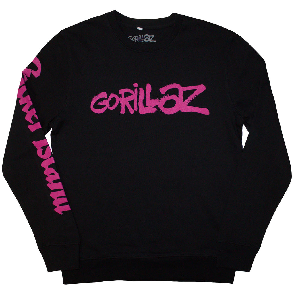 Gorillaz Unisex Sweatshirt: Craker Island Pazuzu Spiral (Black) (Back & Sleeve Print)
