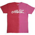 Gorillaz Unisex T-Shirt: Two-Tone Brush Logo (Red) (Wash Collection)