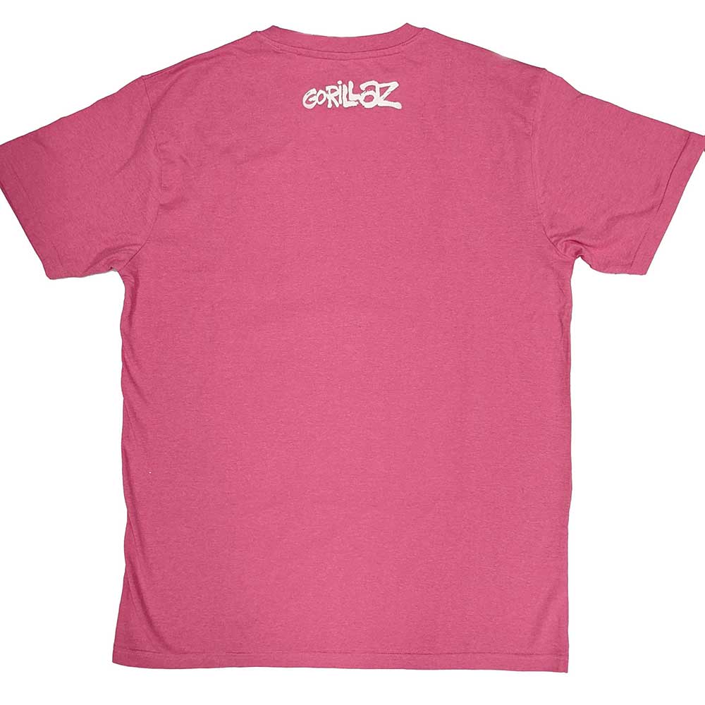 Gorillaz Unisex T-Shirt: The Static Channel (Pink) (Back Print)