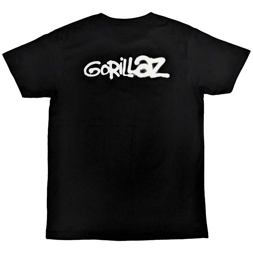 Gorillaz Unisex T-Shirt: George Spray (Black) (Back Print)