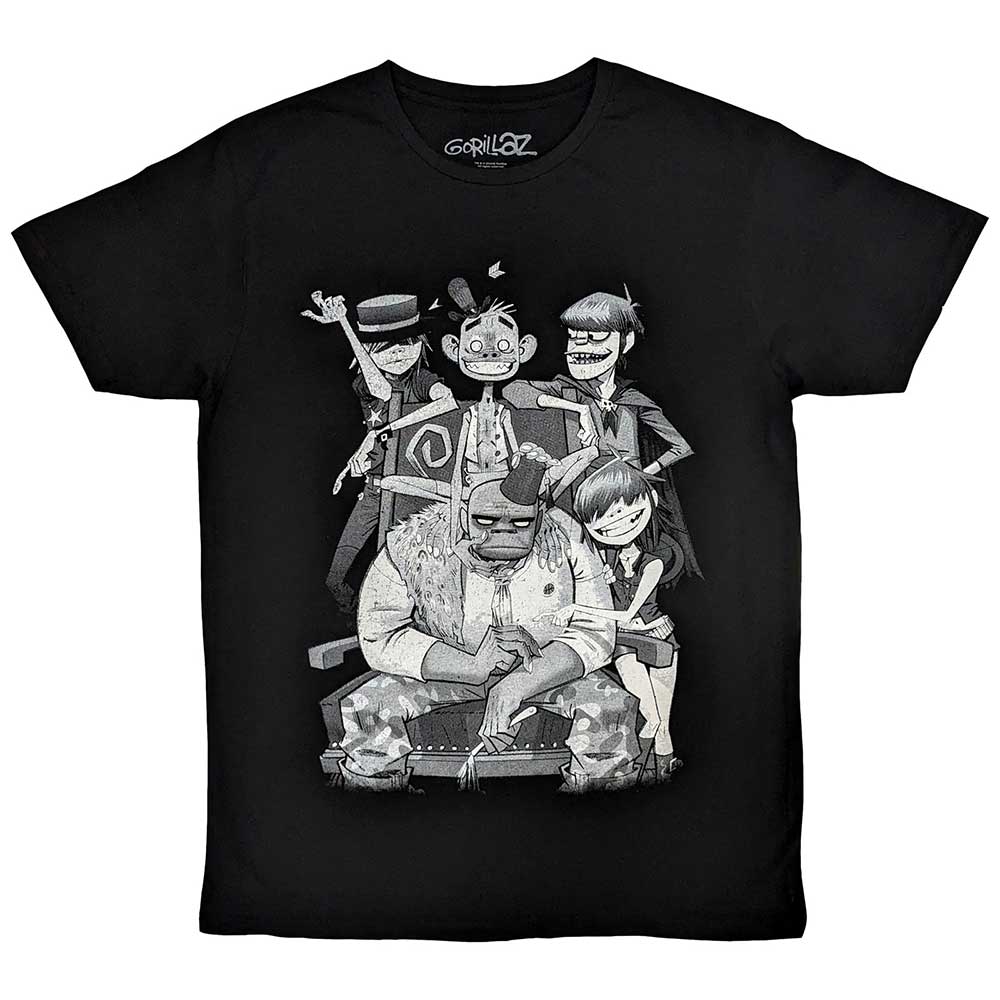 Gorillaz Unisex T-Shirt: George Spray (Black) (Back Print)