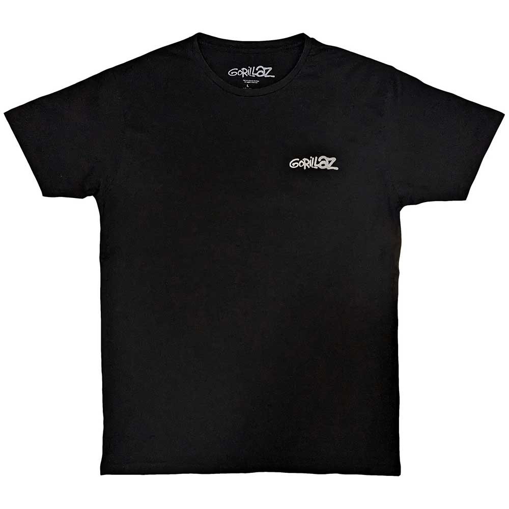 Gorillaz Unisex T-Shirt: Pocket Spray - George Group (Black) (Back Print)