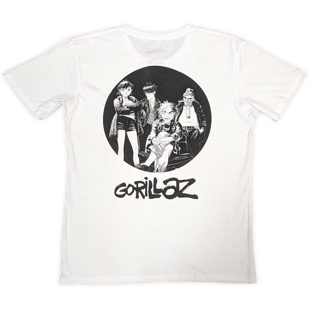 Gorillaz Unisex T-Shirt: Song Machine Brush Logo (White) (Back Print)