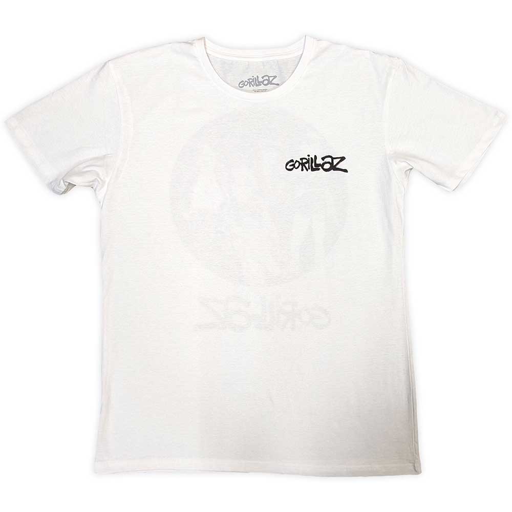Gorillaz Unisex T-Shirt: Song Machine Brush Logo (White) (Back Print)