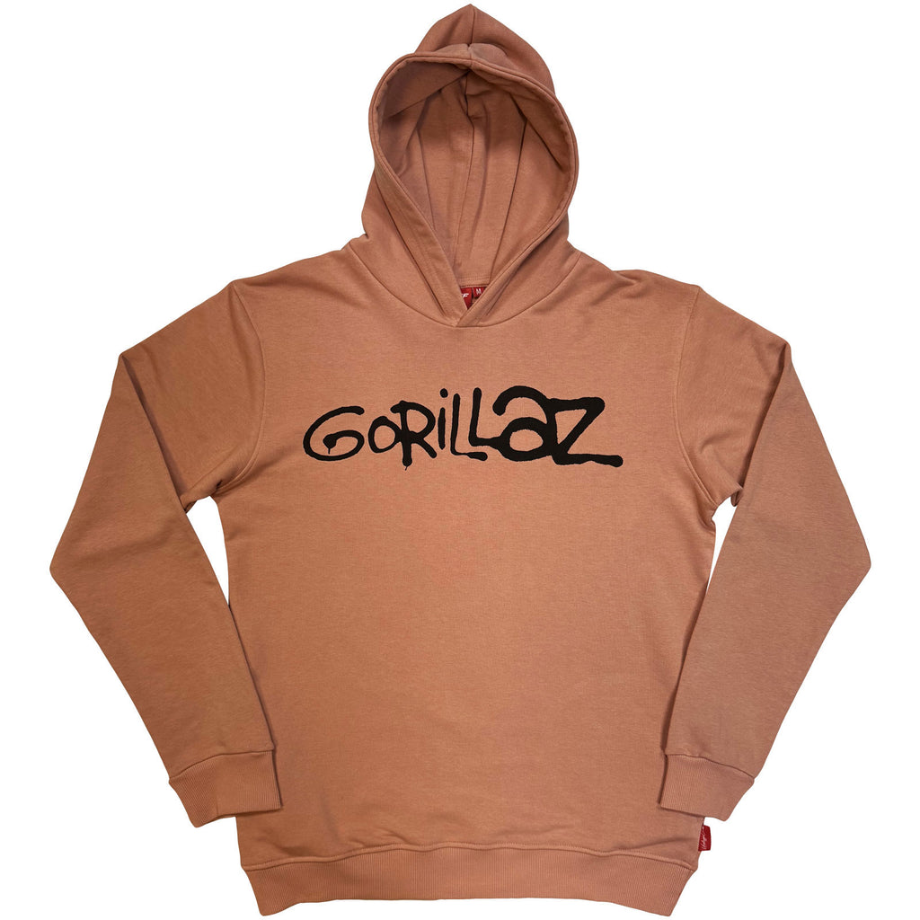 Gorillaz Unisex Unplugged Pullover Hoodie: Group Circle Rise (Pink) (Back Print)