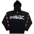 Gorillaz Unisex Zipped Hoodie: Repeat Pazuzu (Sleeve Print) (Charcoal Grey)