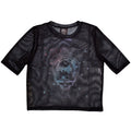Grateful Dead Ladies Mesh Crop Top: Stealy Glitter Ball (Black)