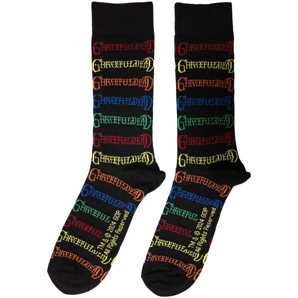 Grateful Dead Unisex Ankle Socks: Coloured Logos Pattern (Black) (UK Size 6 - 11)