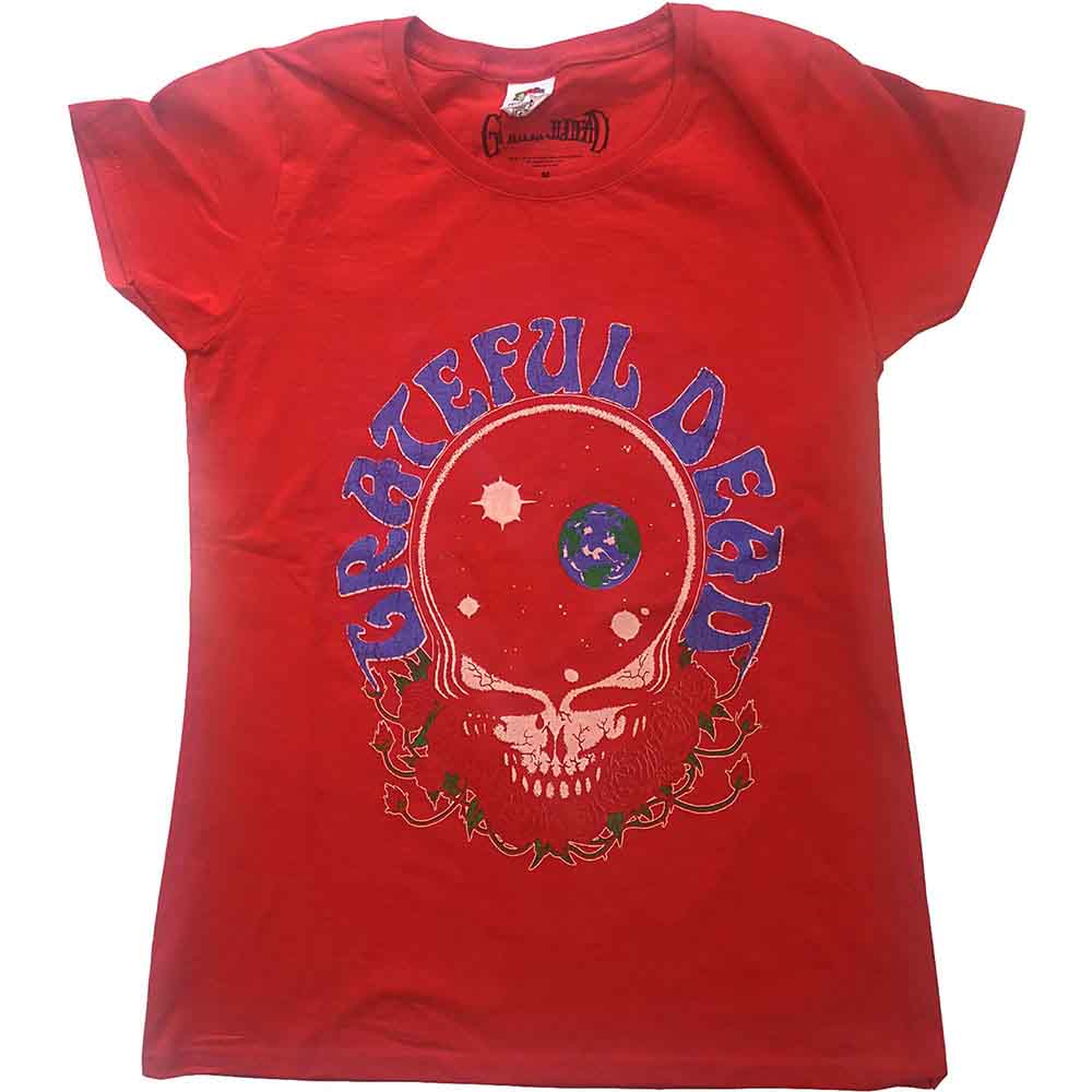 Grateful Dead Ladies T-Shirt: Space Your Face & Logo (Red)