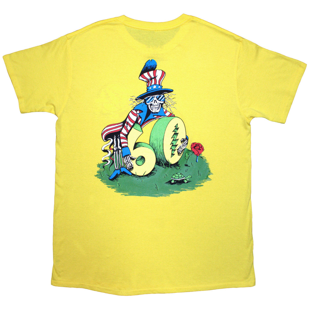 Grateful Dead Unisex T-Shirt: Rose Pose Yellow (Yellow) (Back Print)