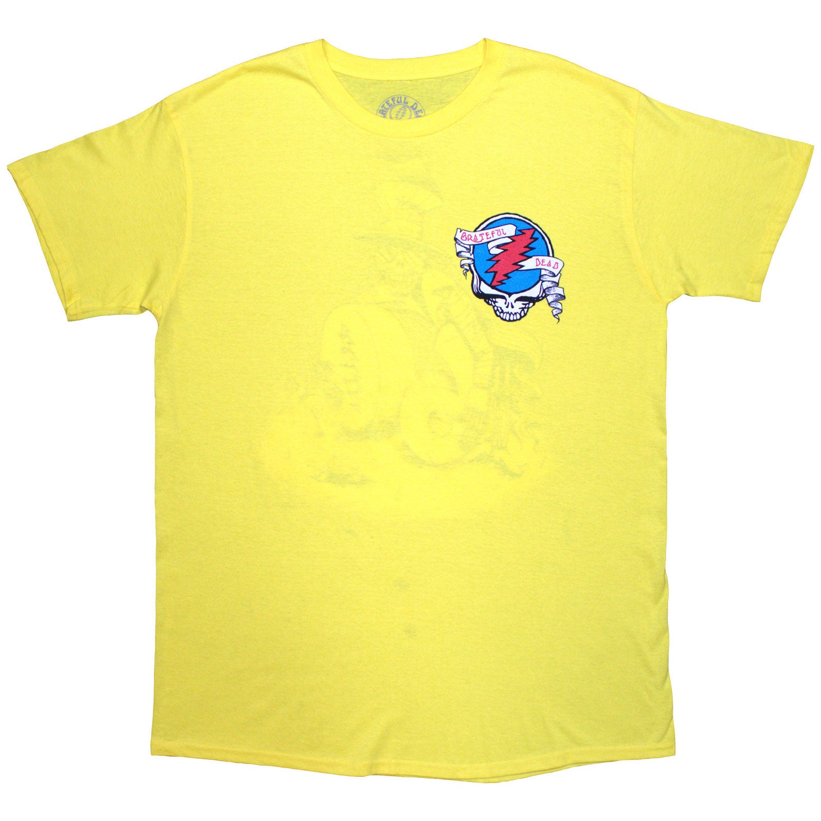 Grateful Dead Unisex T-Shirt: Rose Pose Yellow (Yellow) (Back Print)