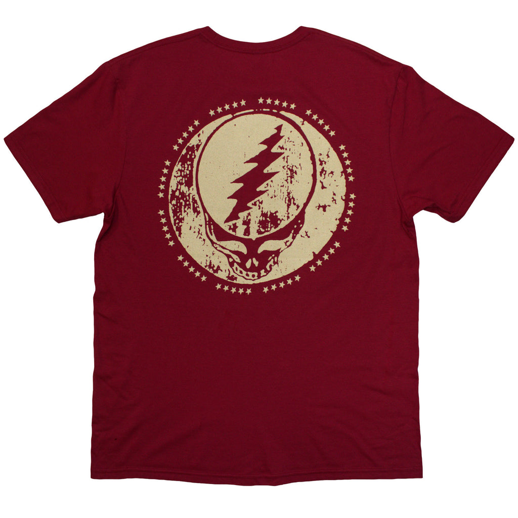 Grateful Dead Unisex T-Shirt: Skeleton Horse (Red) (Back Print)