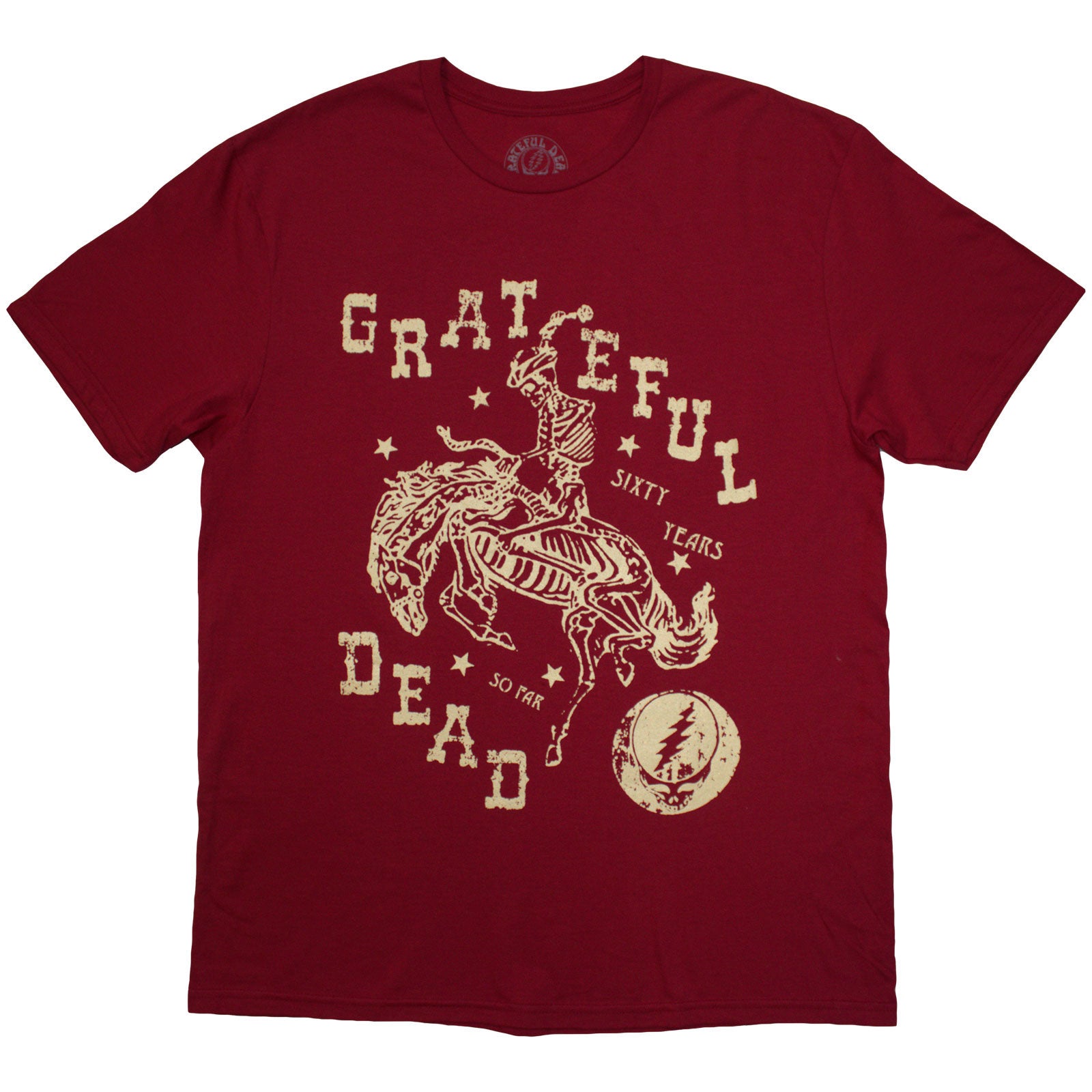 Grateful Dead Unisex T-Shirt: Skeleton Horse (Red) (Back Print)