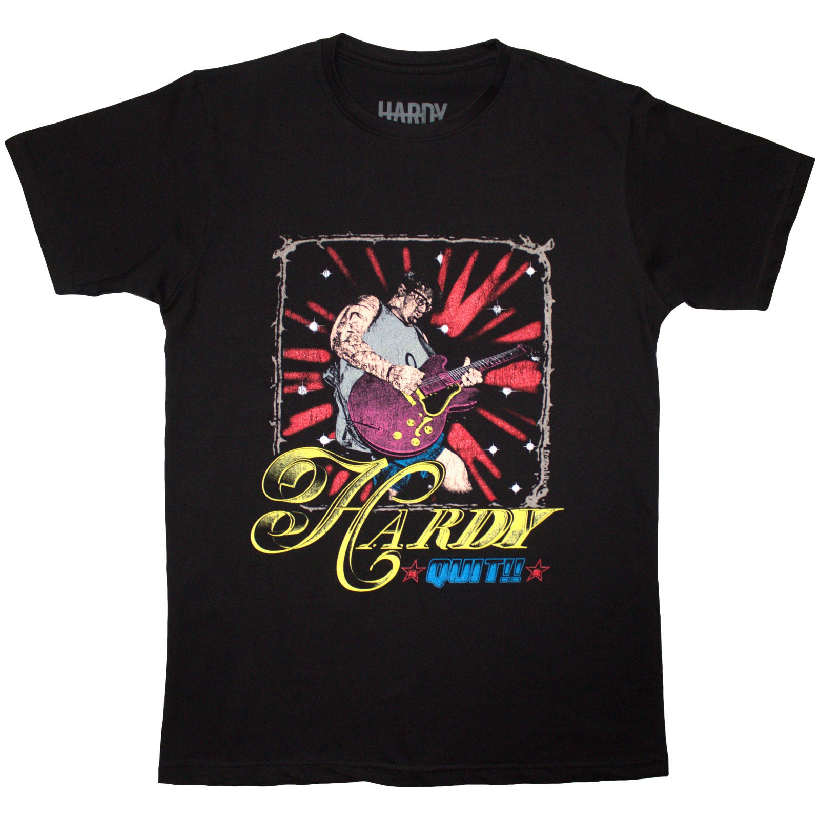 Hardy Unisex T-Shirt: Quit!! Guitar (Black)