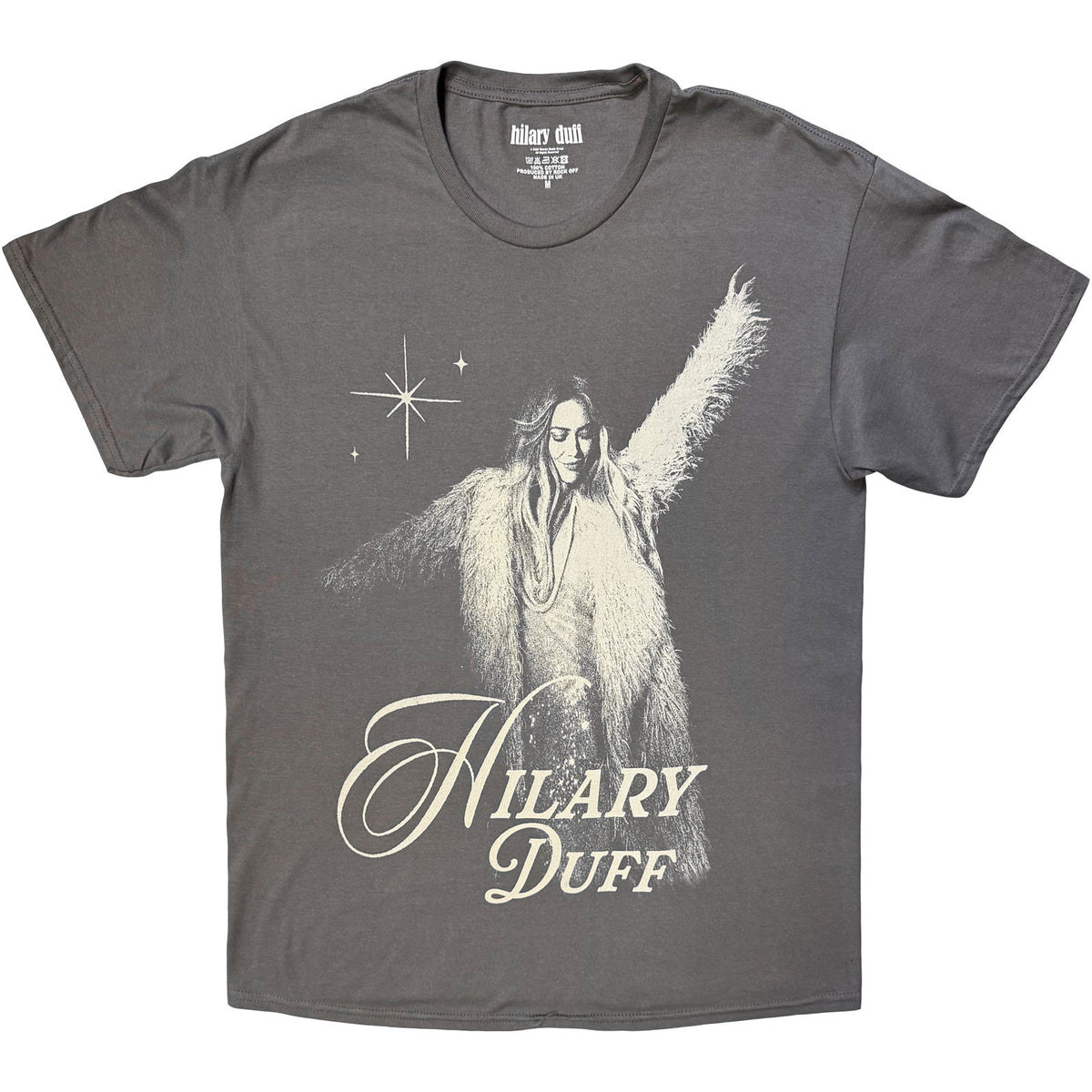 Hilary Duff Unisex T-Shirt: Fur Coat (Charcoal Grey)
