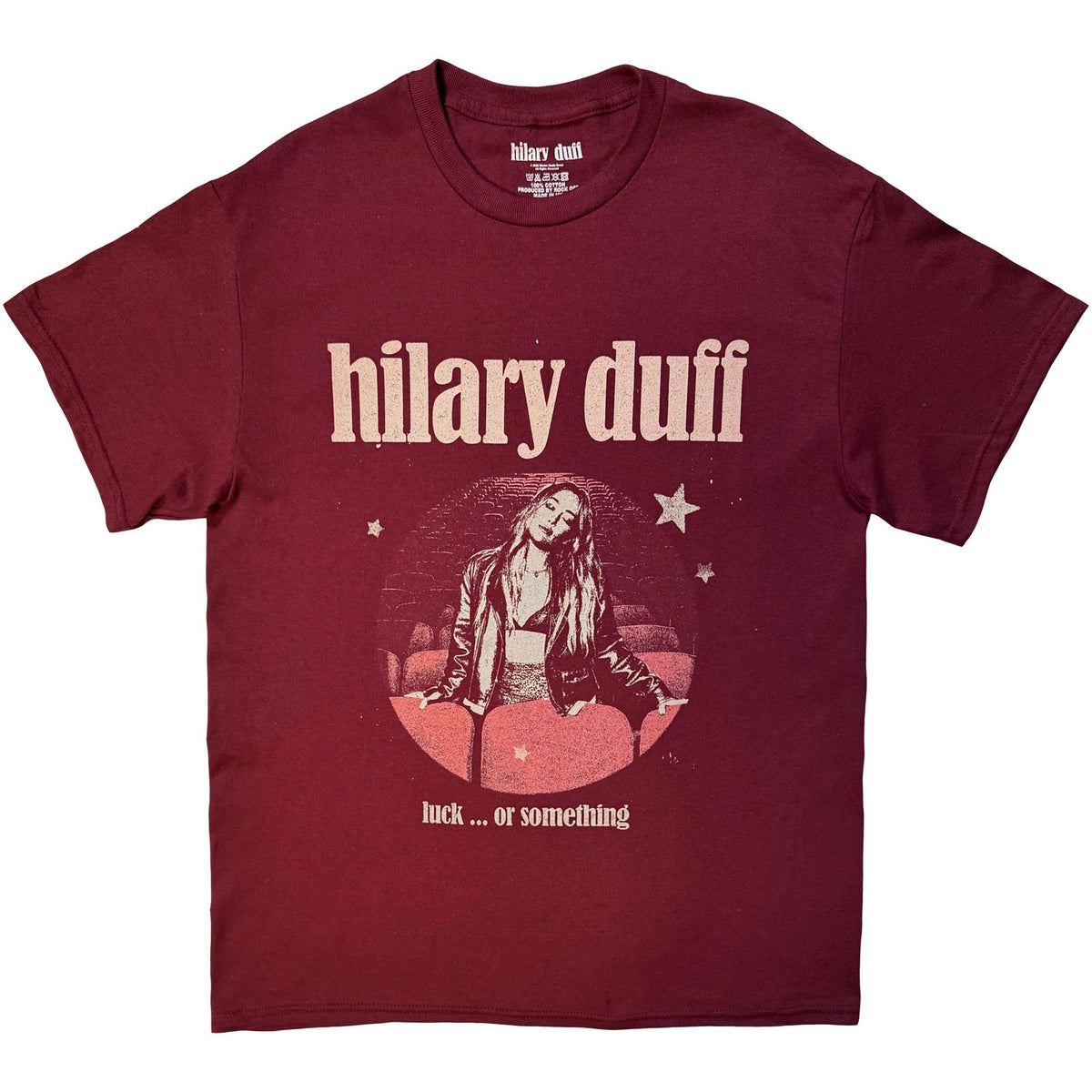 Hilary Duff Unisex T-Shirt: Seat Rows (Maroon Red)