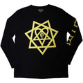 HIM Unisex Long Sleeve T-Shirt: Heartagram Honeycomb (Black) (Sleeve Print)