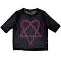 HIM Ladies Mesh Crop Top: Pink Heartagram (Black)